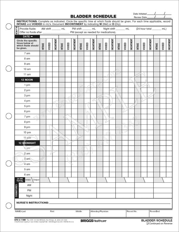 Bladder Diary Chart Printable